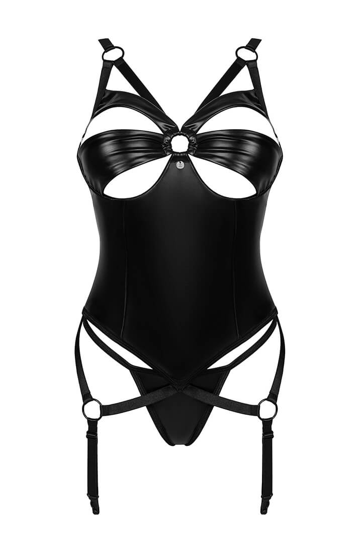 Sleek black lingerie set with daring bust cut-outs and matching thong - sexy lingerie COAX Copenhagen
