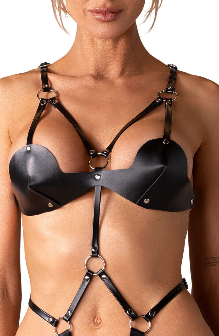 Erotic crotchless faux leather body