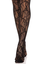 Load image into Gallery viewer, Eyelet rose lace suspender stockings
