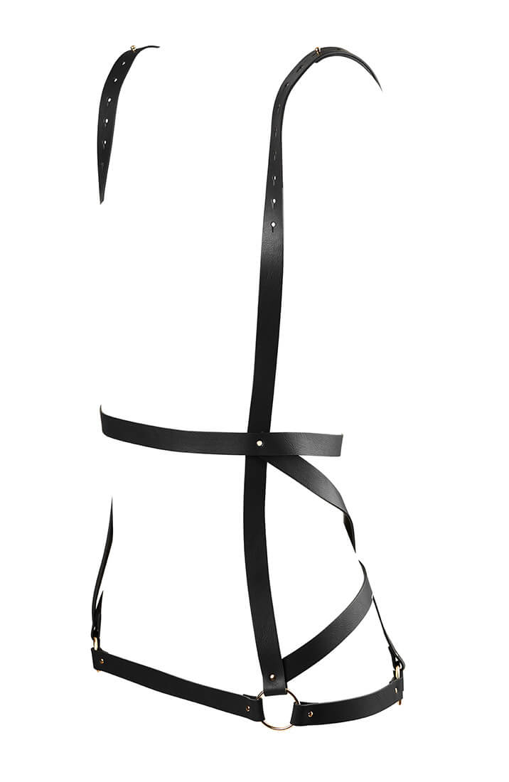 Faux leather dress harness