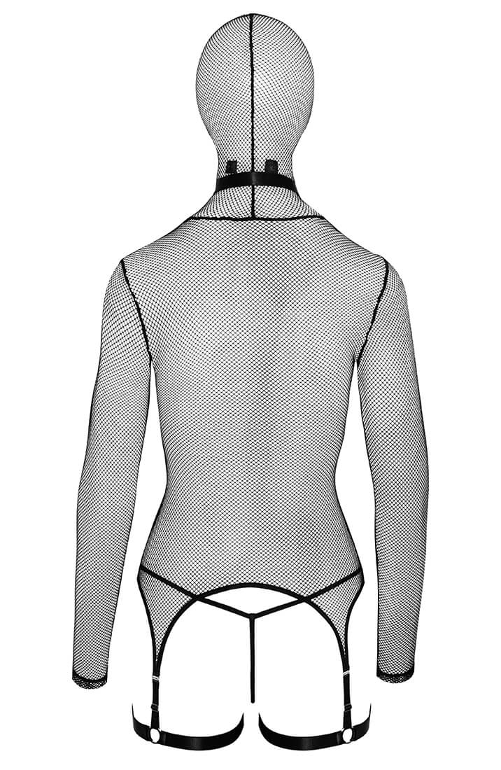 Hooded Fishnet Bondage Set with Choker & Flogger - Captive Muse