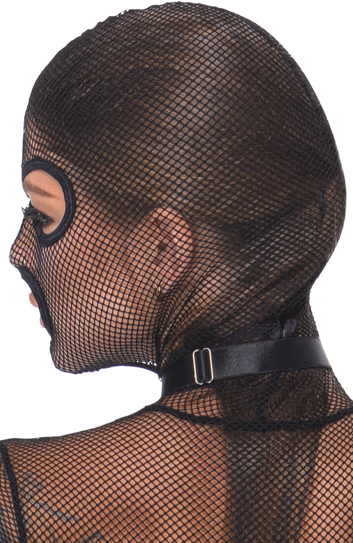 Hooded Fishnet Bondage Set with Choker & Flogger - Captive Muse