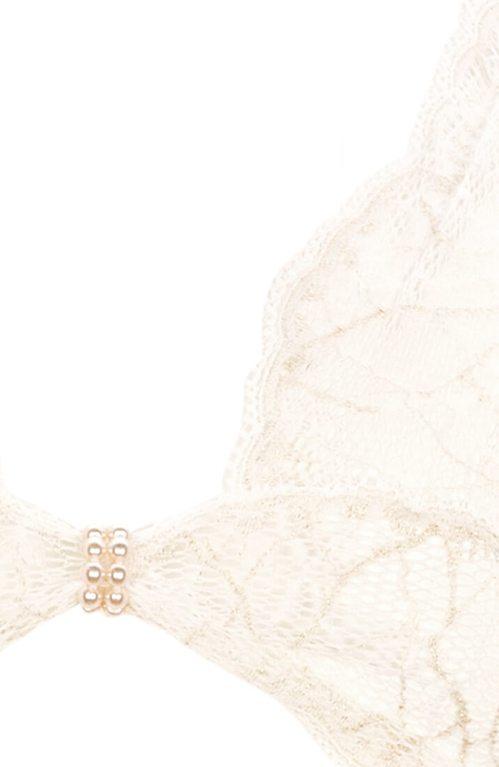 Ivory lace lingerie bralette with white Manacor pearl strand