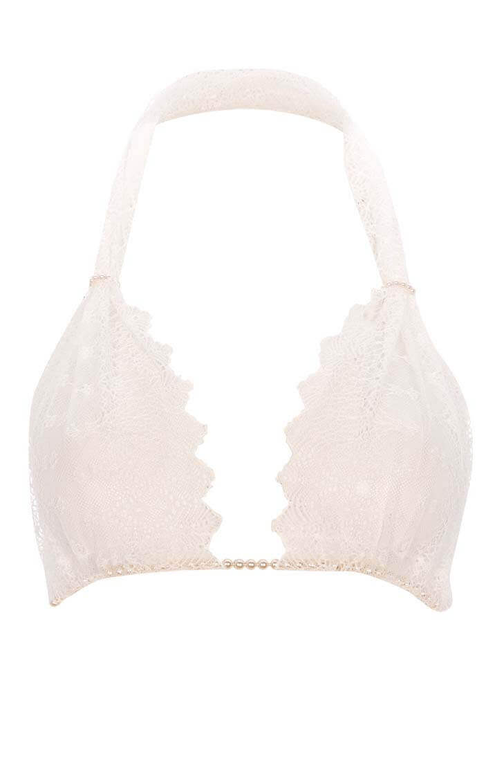 COAX Copenhagen ivory lingerie bralette adorned with Manacor pearls for a refined, sensual fit