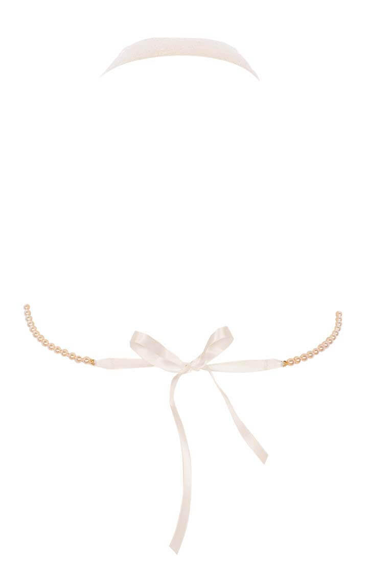Ivory lace bralette with adjustable pearl rings and satin back-tie from COAX Copenhagen