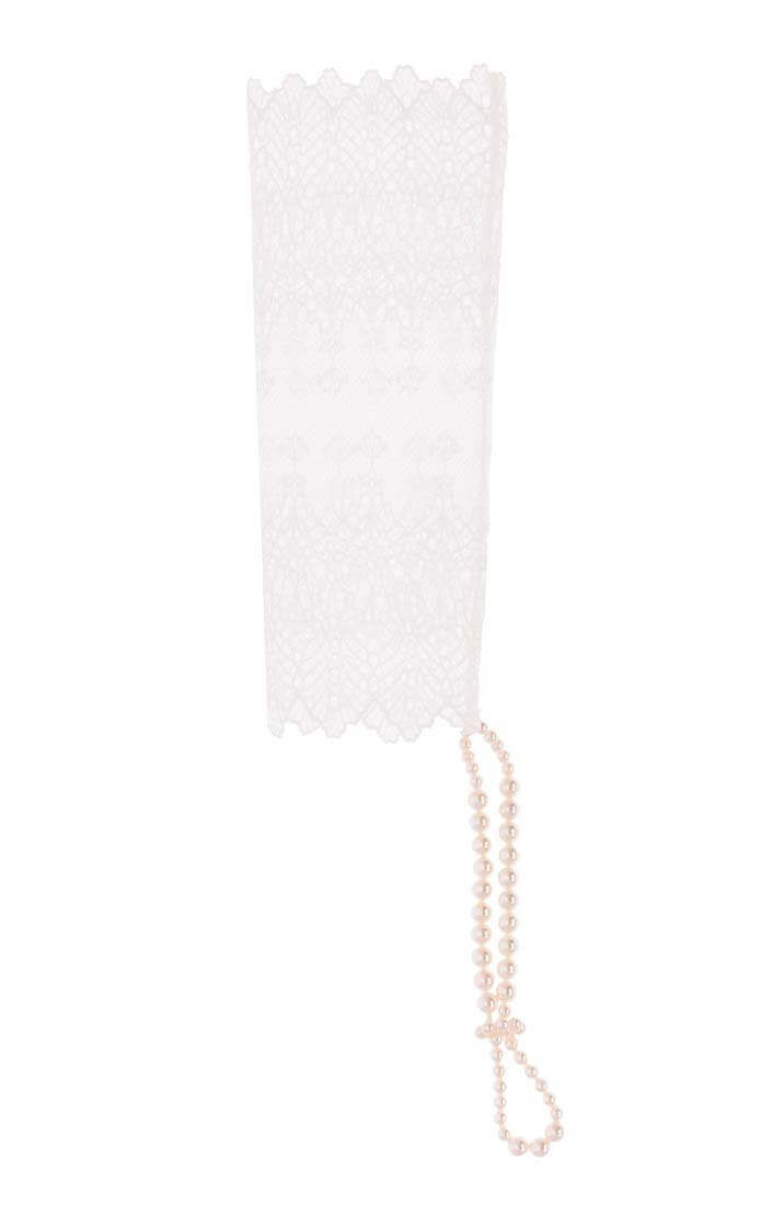 Elegant ivory lace glove with pearl ring detail and stimulating design - COAX Copenhagen