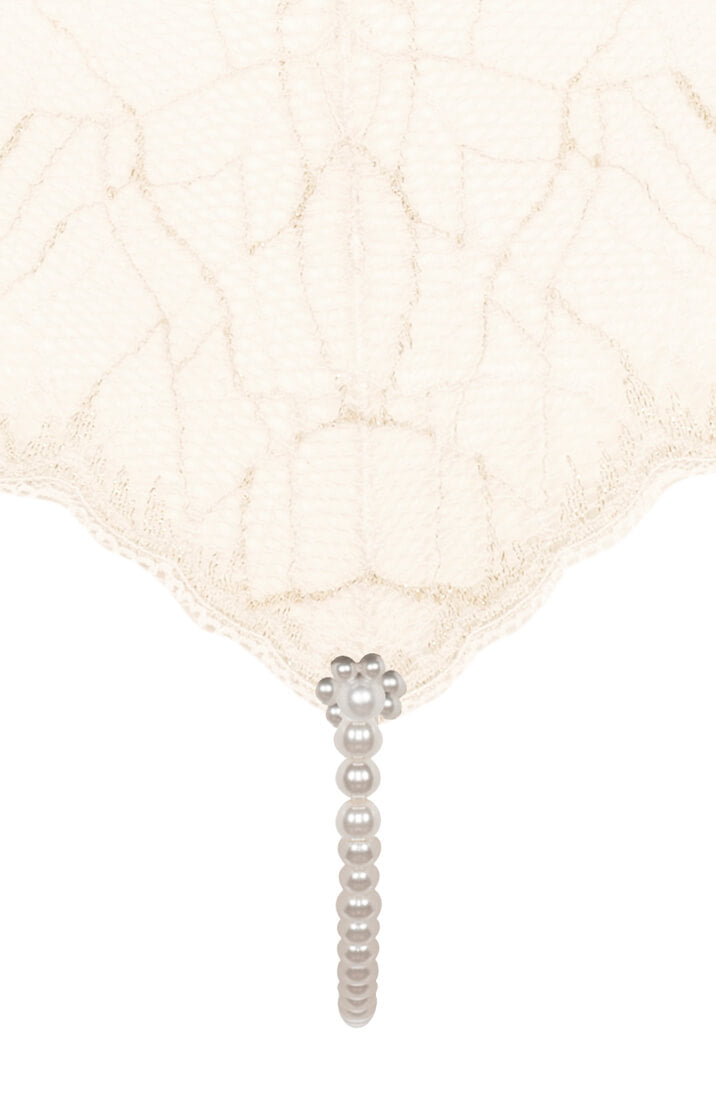 COAX Copenhagen ivory high-waist lace panty with white pearl string
