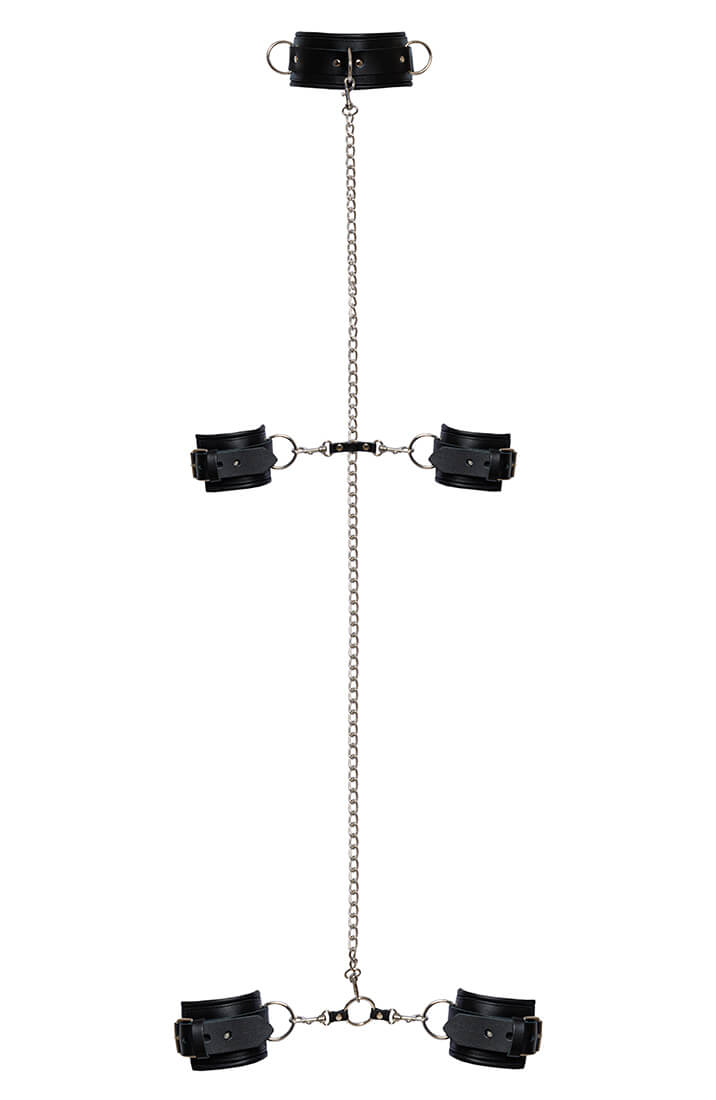 Luxury bondage cuffs with polished silver-tone rings