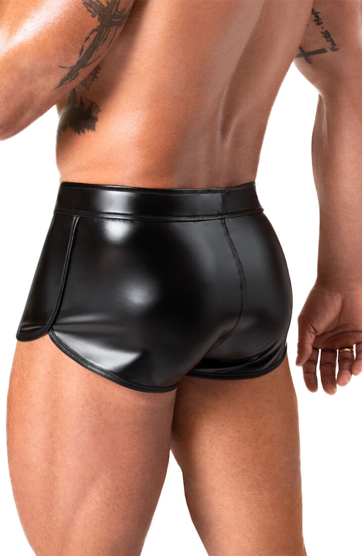 Black wet look boxers - close up back