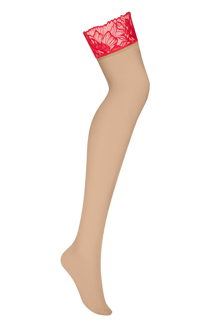 Red lace top thigh-high stockings COAX lingerie collection