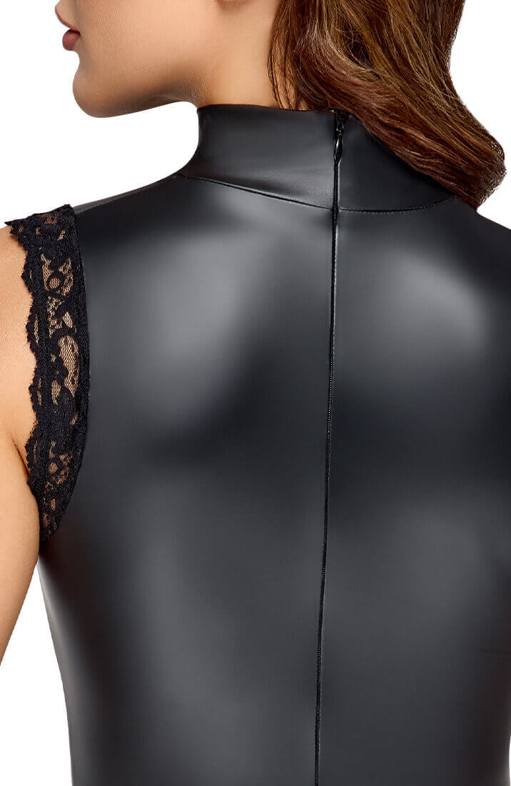 Open-cup bondage bodysuit with restraints