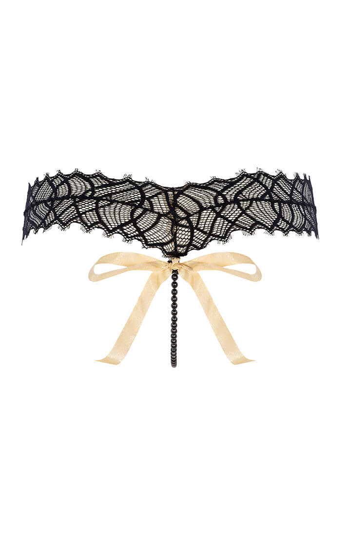 Luxury black brief with black Manacor pearls from COAX Copenhagen for intimate pleasure