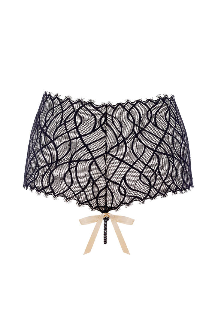 COAX Copenhagen luxury black lace panty with pearl string for G-spot stimulation
