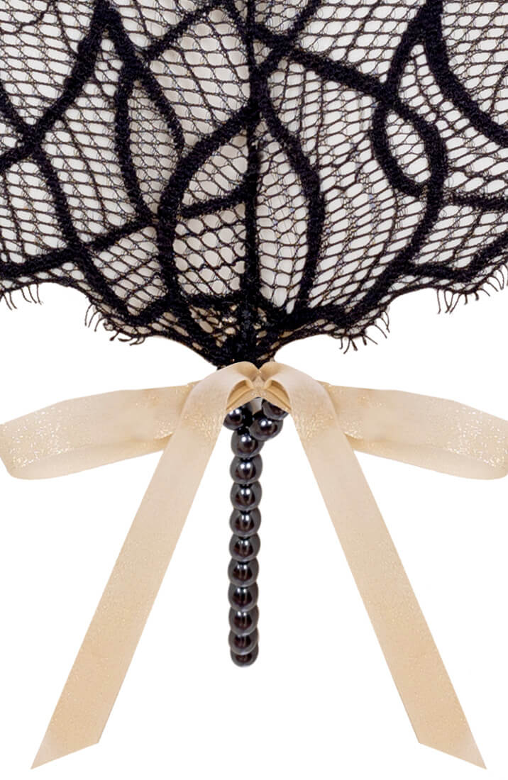 COAX Copenhagen black lace panty with Manacor pearls and elegant high-waisted fit