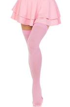 Load image into Gallery viewer, Pink opaque thigh high stockings