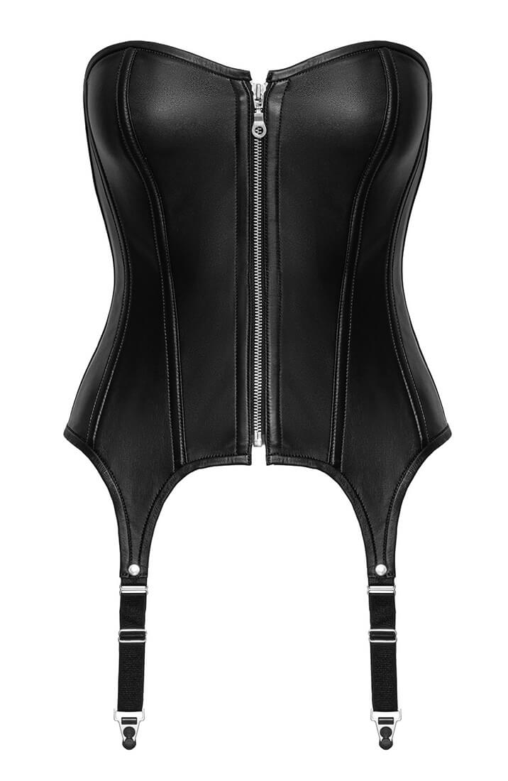 Leather suspender corset