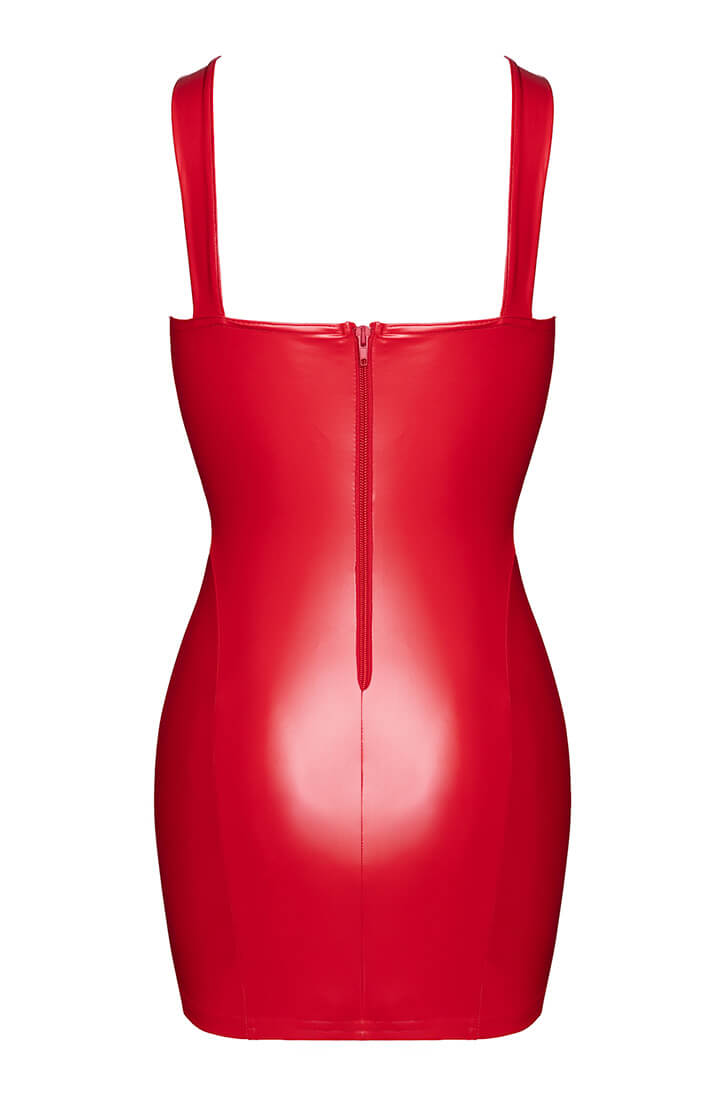 Red Power wet look fetish mini dress with sculpted seams | COAX Fetish Dress