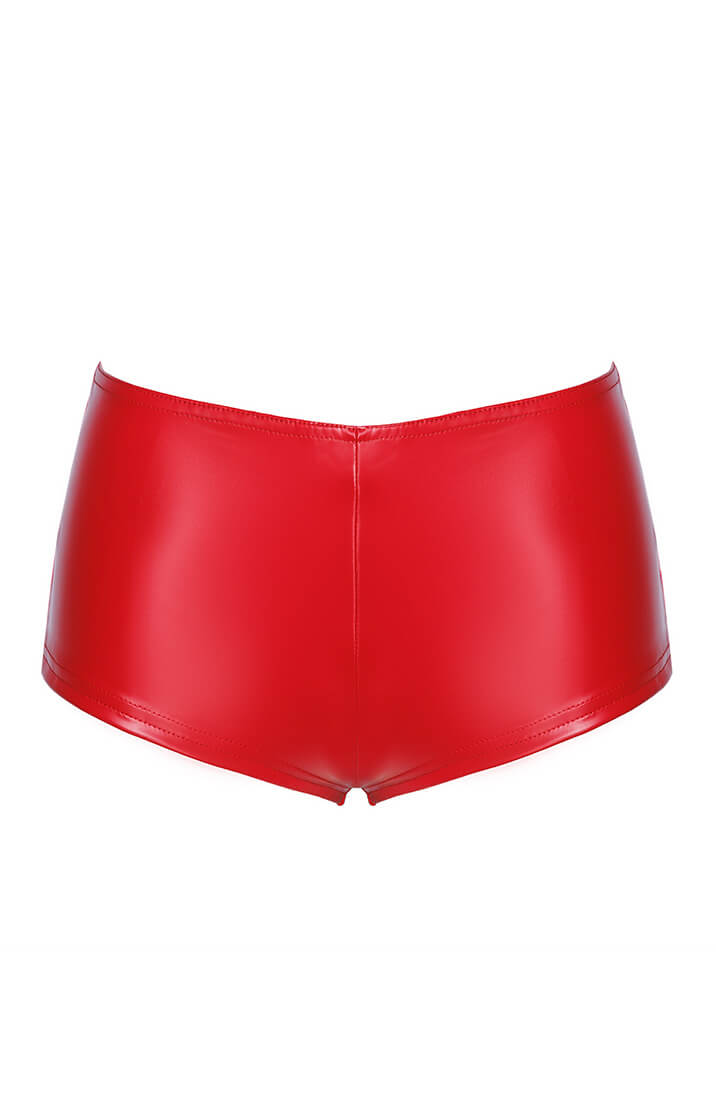 Red wet look hotpants