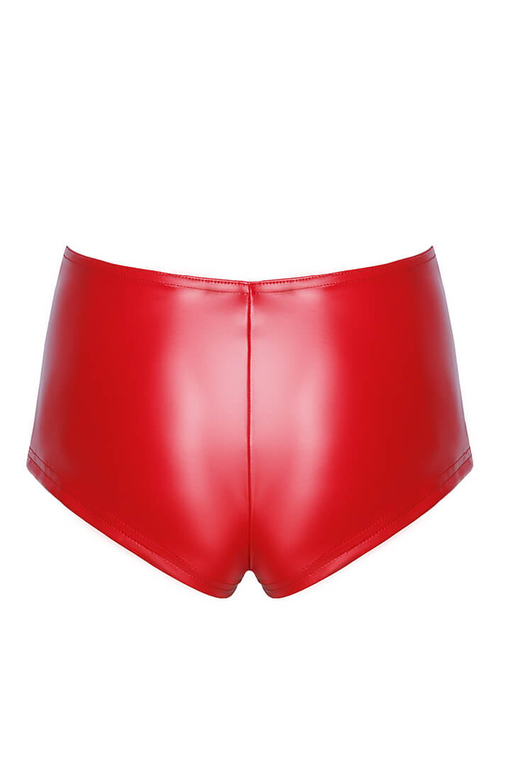 Red wet look hotpants