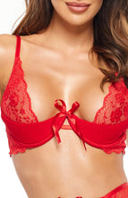 Load image into Gallery viewer, Red lingerie set with lace &amp; suspenders