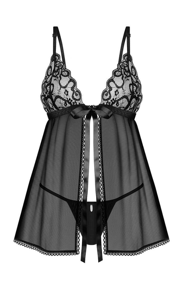 Sexy black chemise & thong set