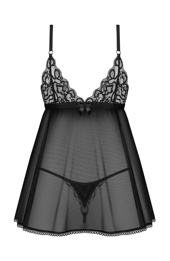 Sexy black chemise & thong set