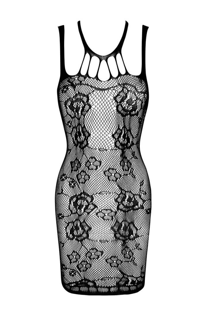 Intriguing black dual net dress lingerie