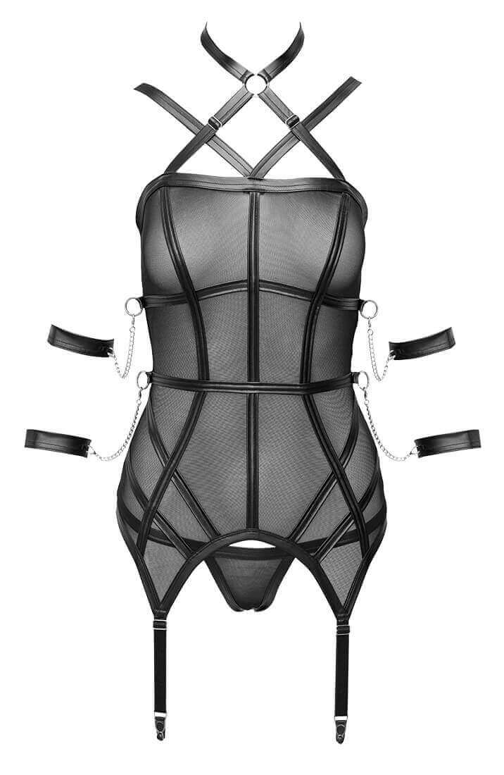 Sexy bustier lingerie with 4 x arm restraints