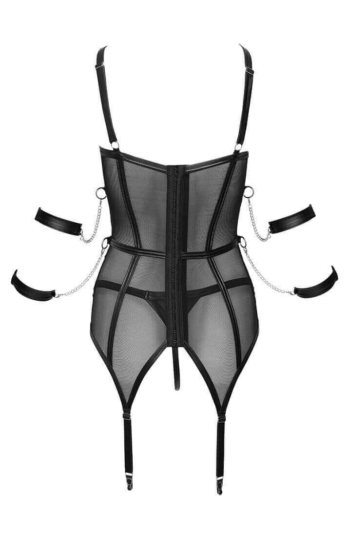 Sexy bustier lingerie with 4 x arm restraints