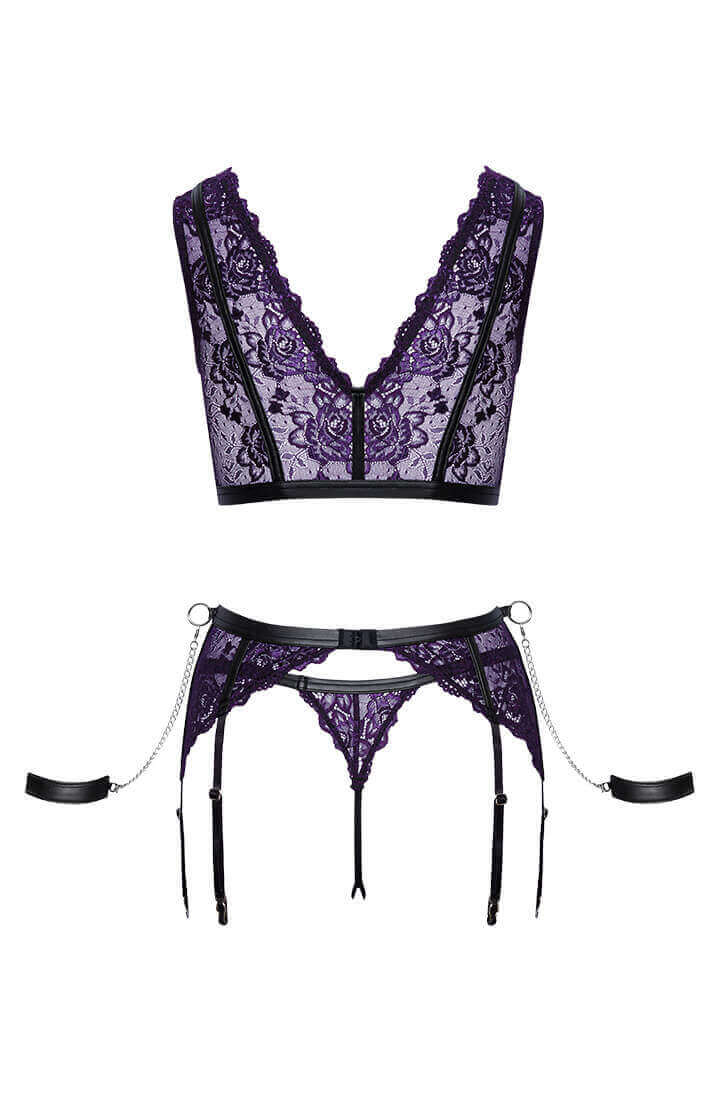 Sexy purple lingerie set with restraints