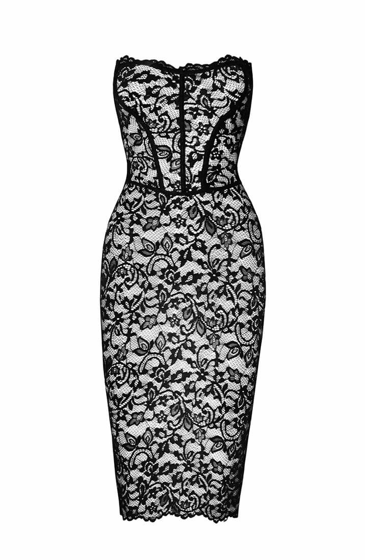 Sheer black lace bodycon dress
