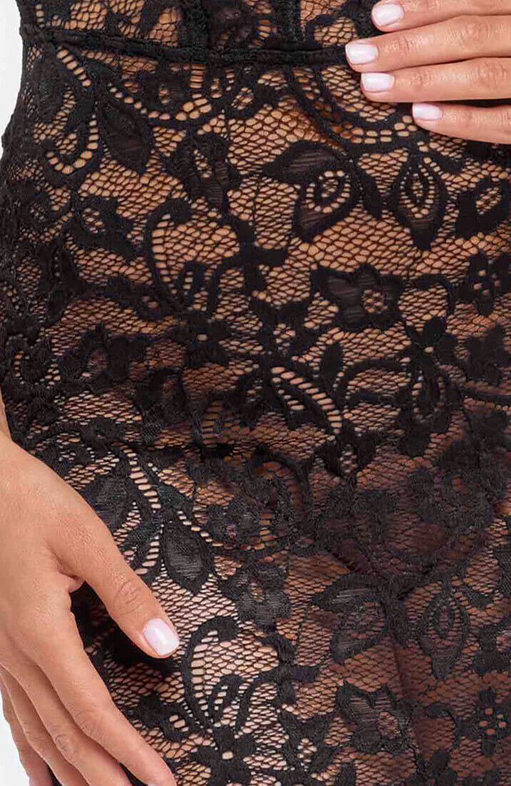 Sheer black lace bodycon dress