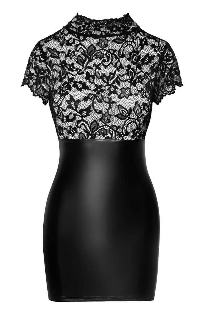 Wet look X lace bodycon dress