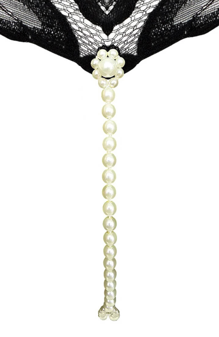 Black Brief Panty with Double Pearl String | COAX Copenhagen