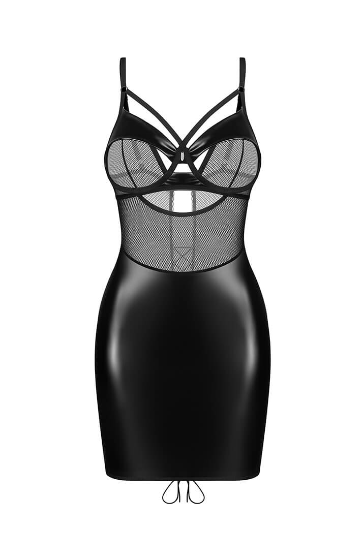 Matte black wet look bodycon lingerie dress - COAX Copenhagen sexy lingerie
