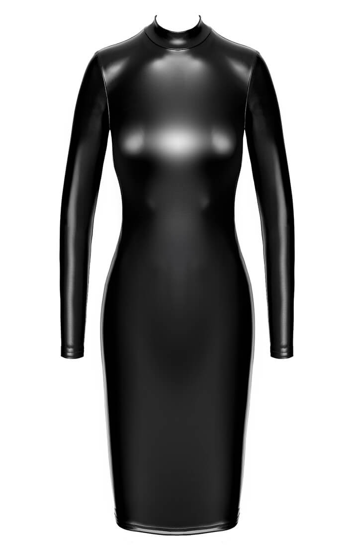 Wet look and mesh fetish dress with crystal spine detail | COAX Copenhagen fetish clothing