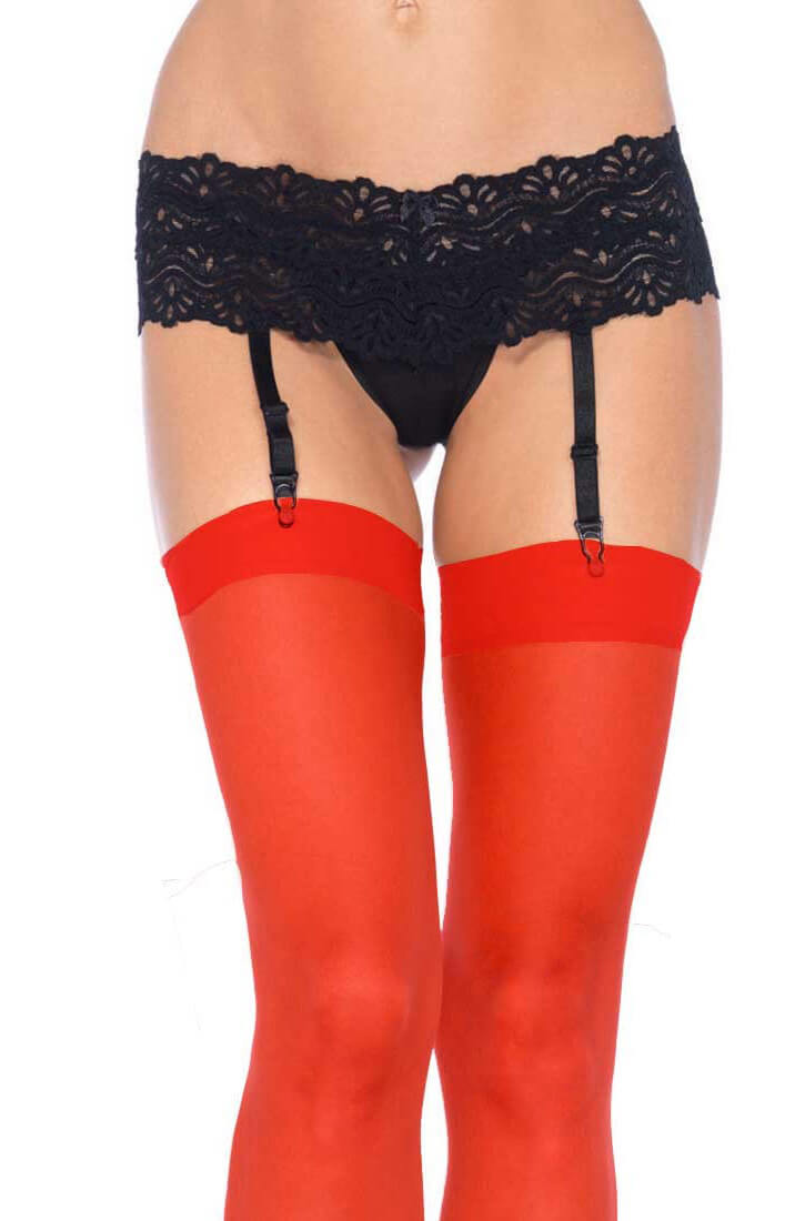 Red sheer thigh high stockings