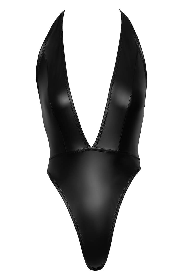 Deep-V wet look bodysuit - Invitation Only