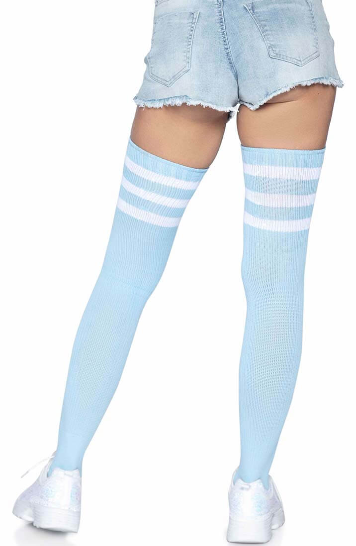 Baby blue Athlete stockings with white stripes