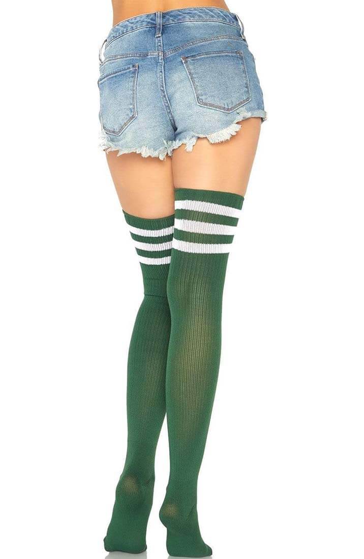 Army green Athlete stockings with white stripes