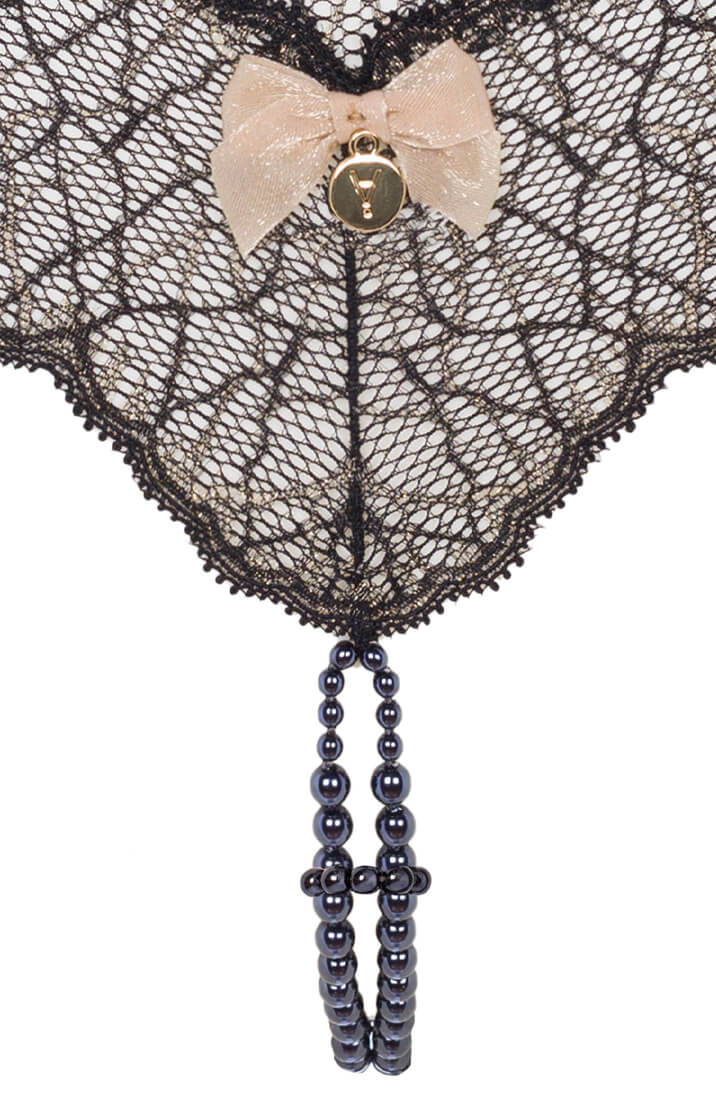 Black double pearl string - Sydney Dark Double