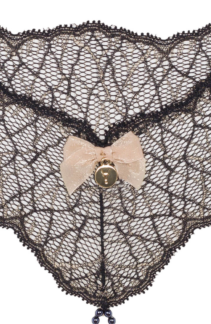 Black double pearl string - Sydney Dark Double