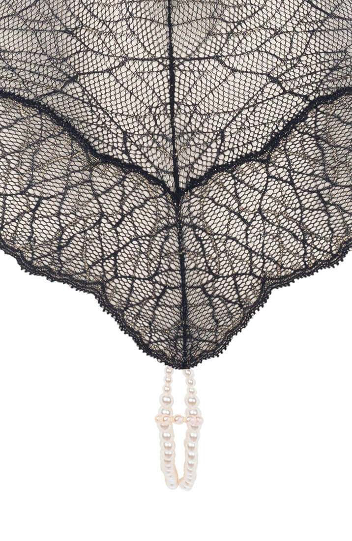 Black bodysuit with double pearl string - Sydney Body Double