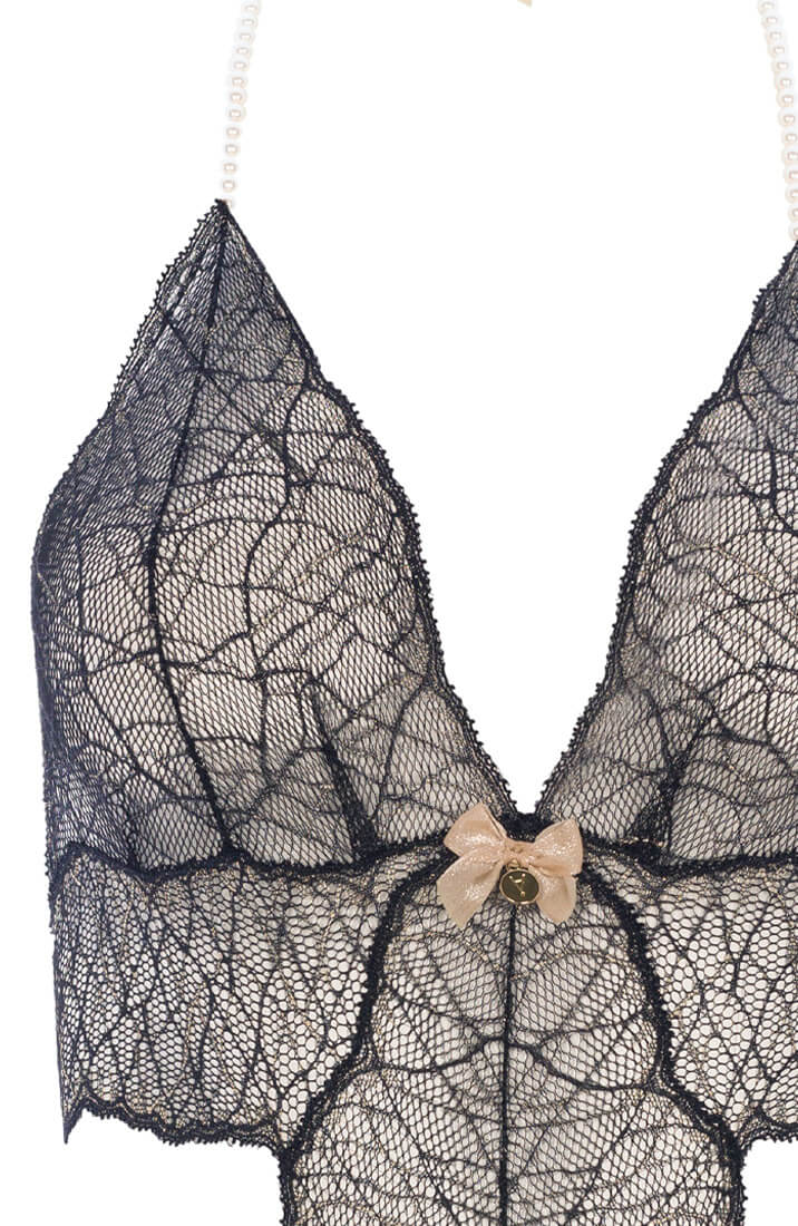 Black bodysuit with pearl string - Sydney Body Single