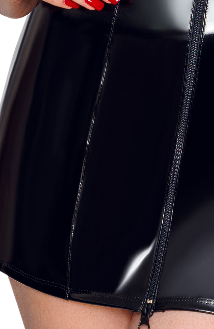 Black vinyl bodycon mini dress - The Slip