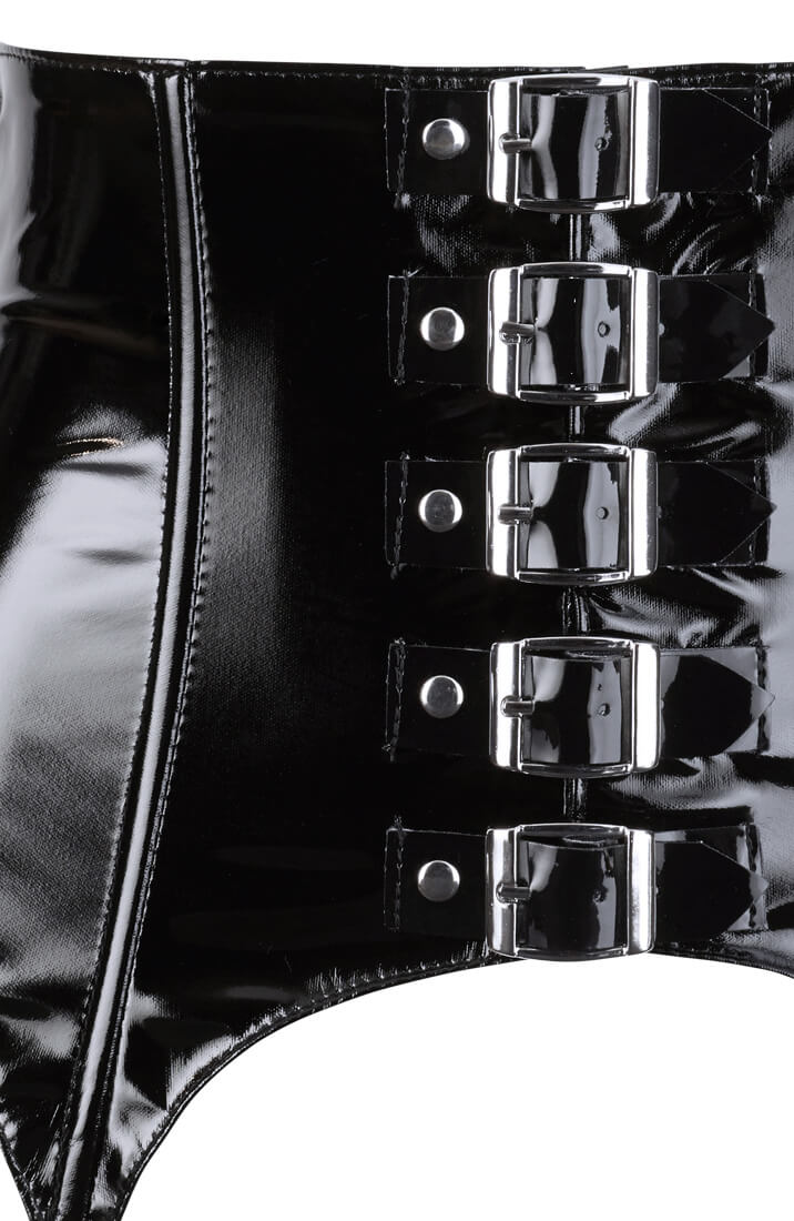 Black vinyl suspender underbust - Your Host