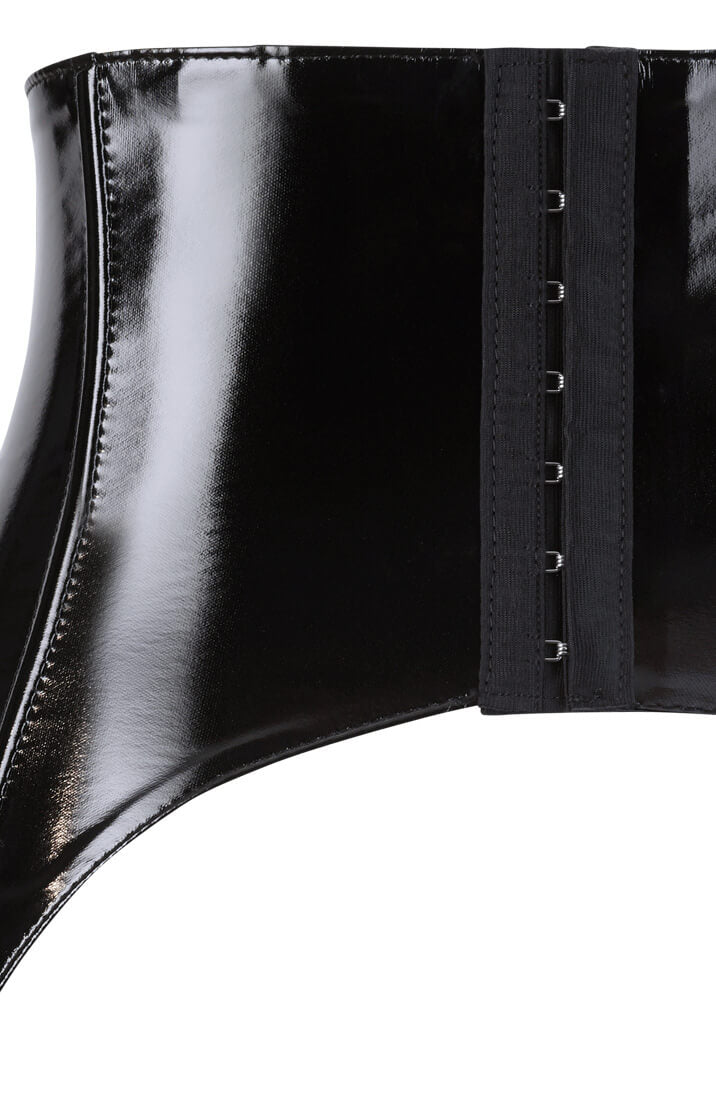 Black vinyl suspender underbust - Your Host
