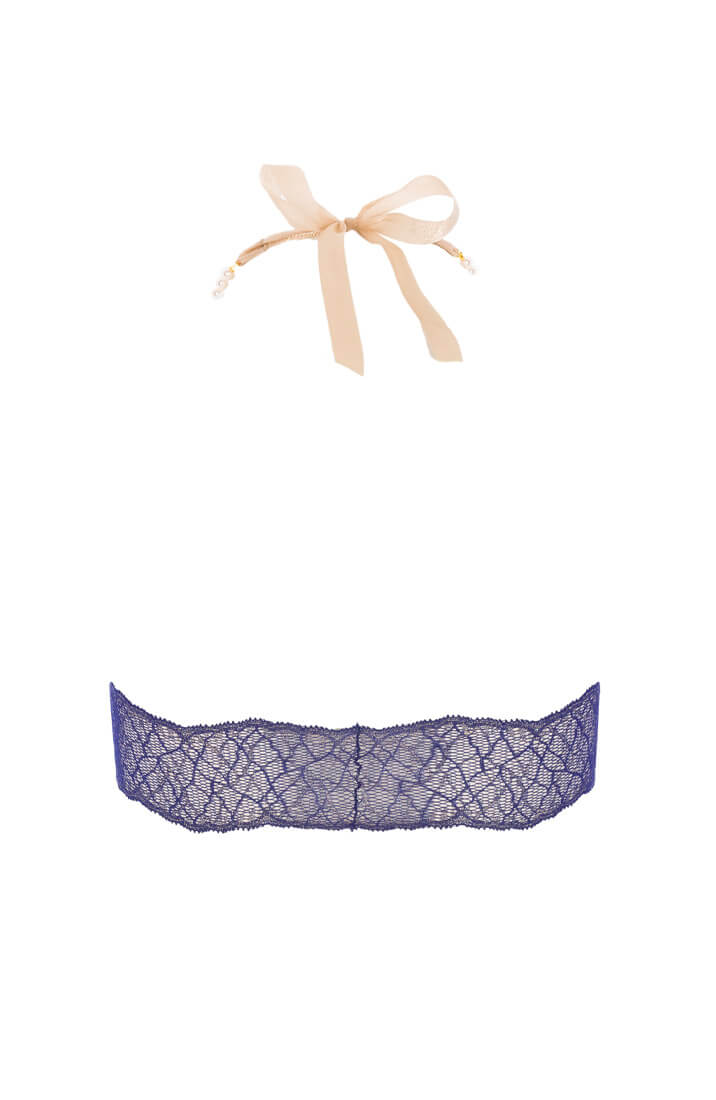 Blue bralette with pearl strand - Sydney Bra