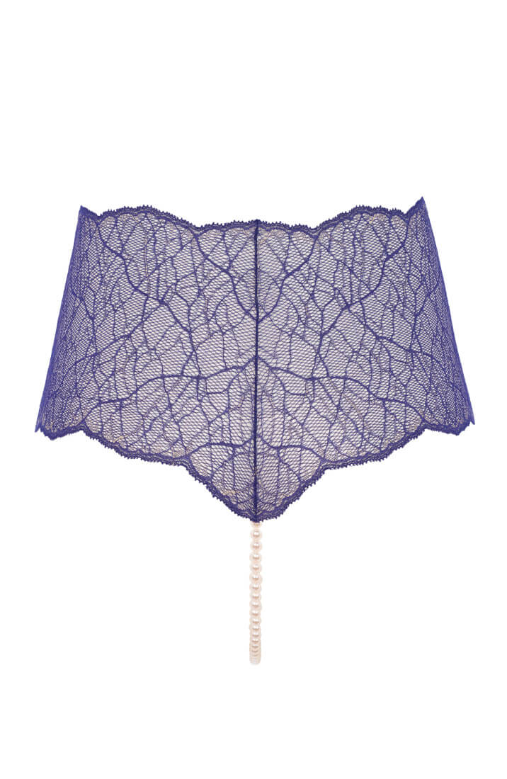 Blue hipster panty with pearl string - Sydney panty