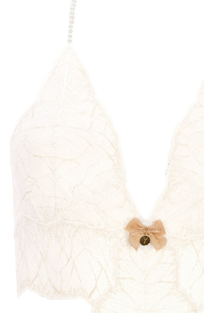 Ivory bodysuit with pearl string - Sydney Body Single